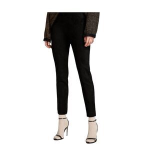 Zara Faux Suede Raw Zip-Hem Black Mid-Rise Legging Pants XS